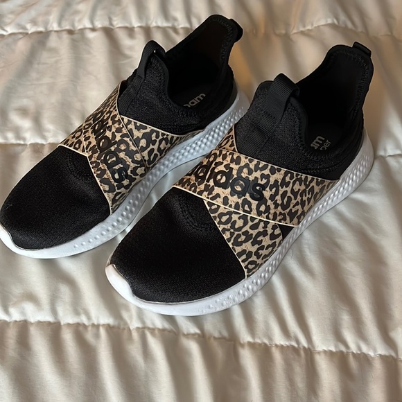 adidas Shoes - Like new! Adidas black and leopard print slip on sneakers